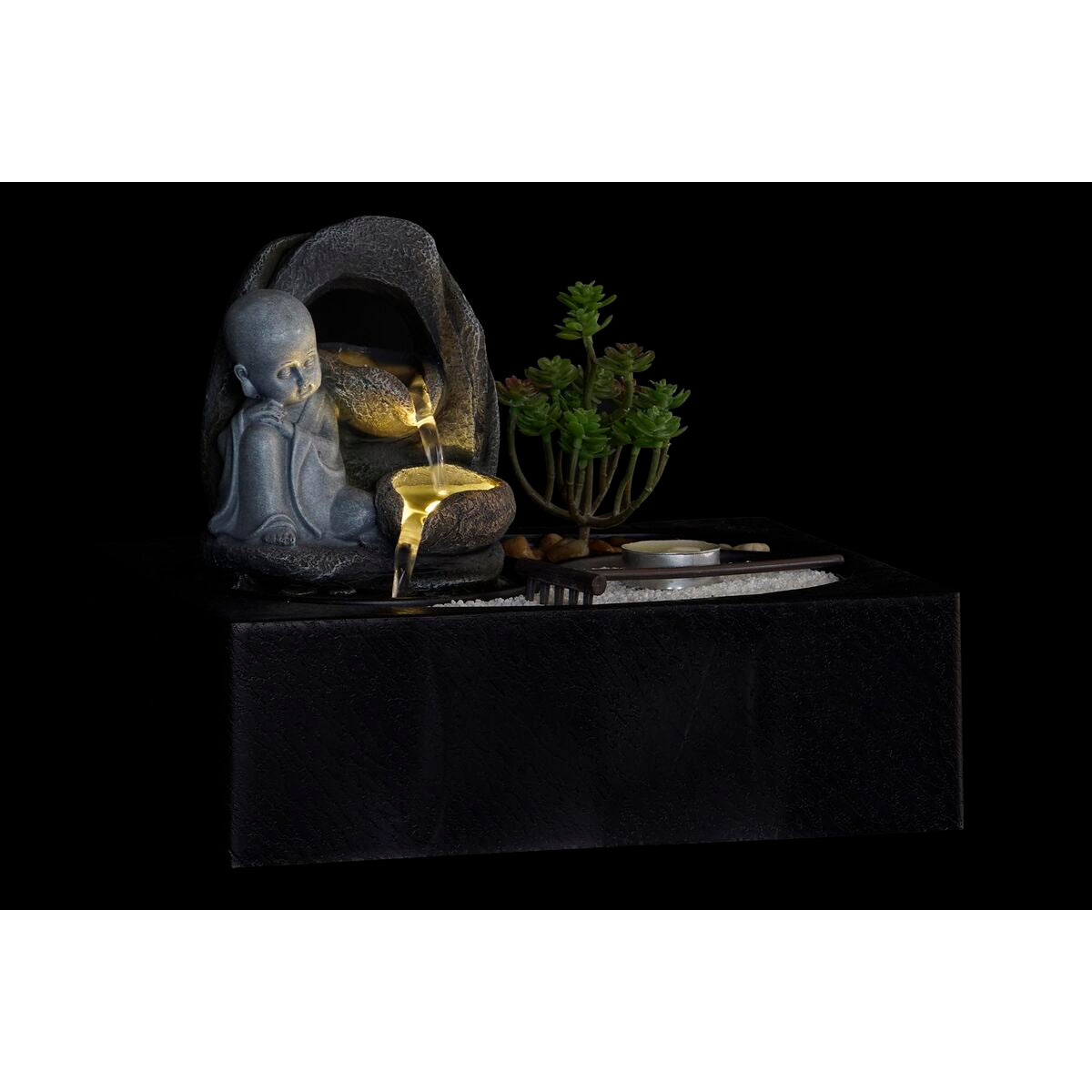 Fonte DKD Home Decor Buddha Resina Orientale (2 Unità) (29 x 21 x 23 cm)