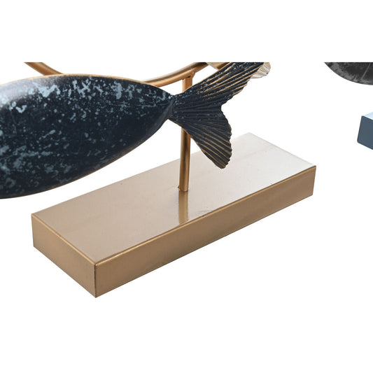 Statua Decorativa DKD Home Decor Naturale Azzurro Dorato Metallo Legno Spirali Mediterraneo (53 x 9 x 45 cm) (2 Unità)