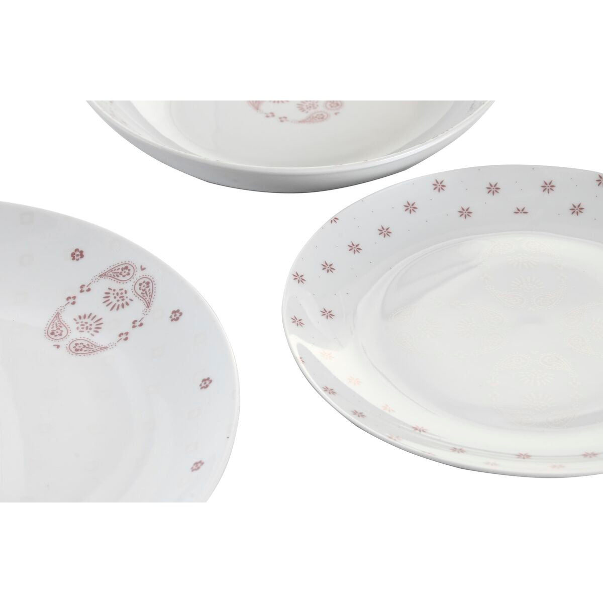 Set di Stoviglie DKD Home Decor Porcellana Rosa Bianco 27 x 27 x 3 cm 18 Pezzi