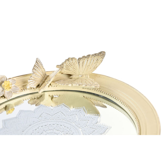 Centrotavola DKD Home Decor Specchio Beige Resina Farfalle (24 x 22,6 x 18 cm)