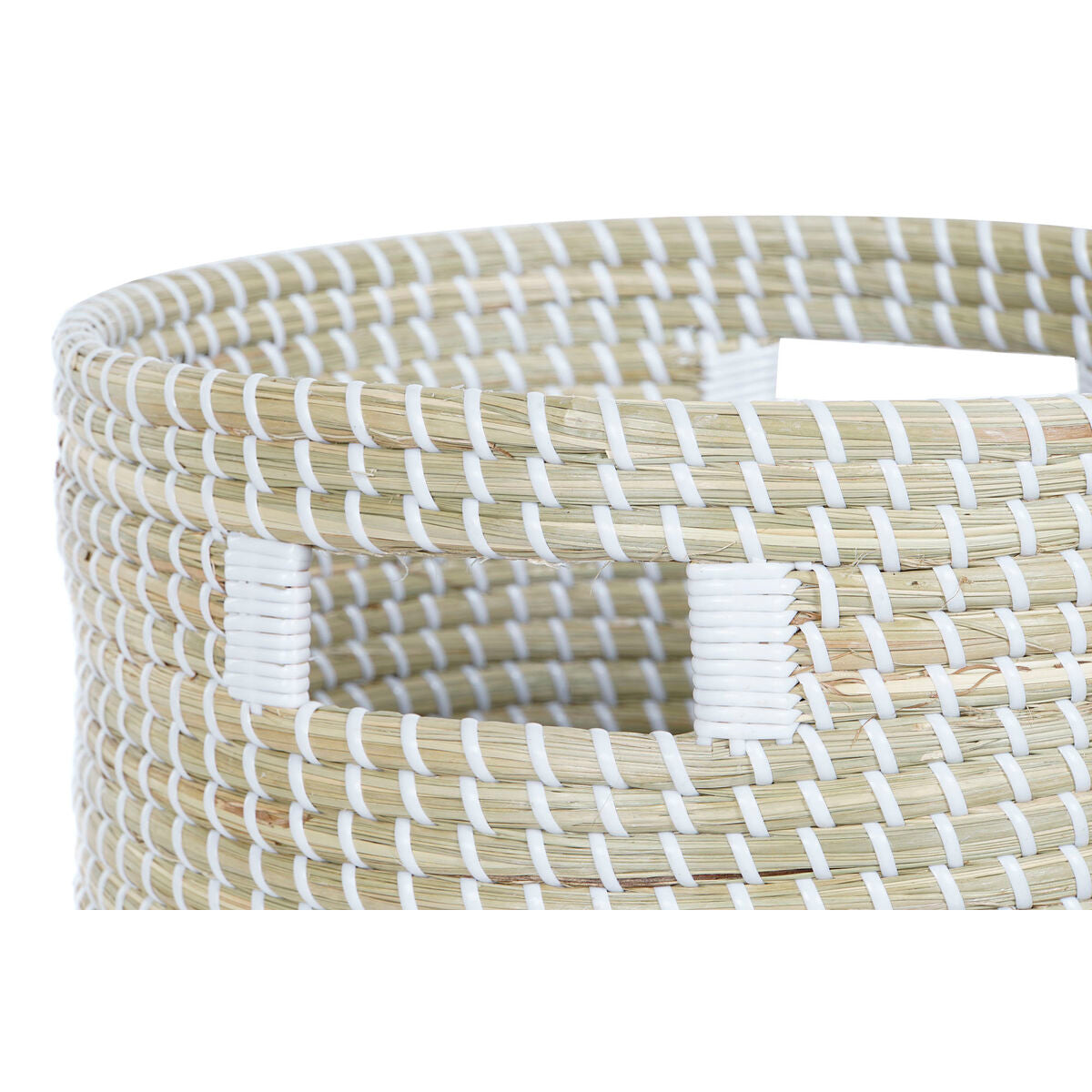Set di Cestini DKD Home Decor Azzurro Bianco Naturale Erba di mare 44 x 44 x 51 cm