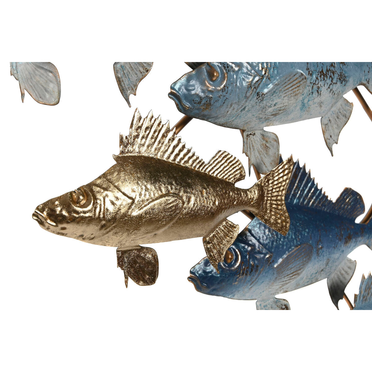 Decorazione da Parete Home ESPRIT Azzurro Dorato Mediterraneo Pesci 118 x 6,5 x 58 cm