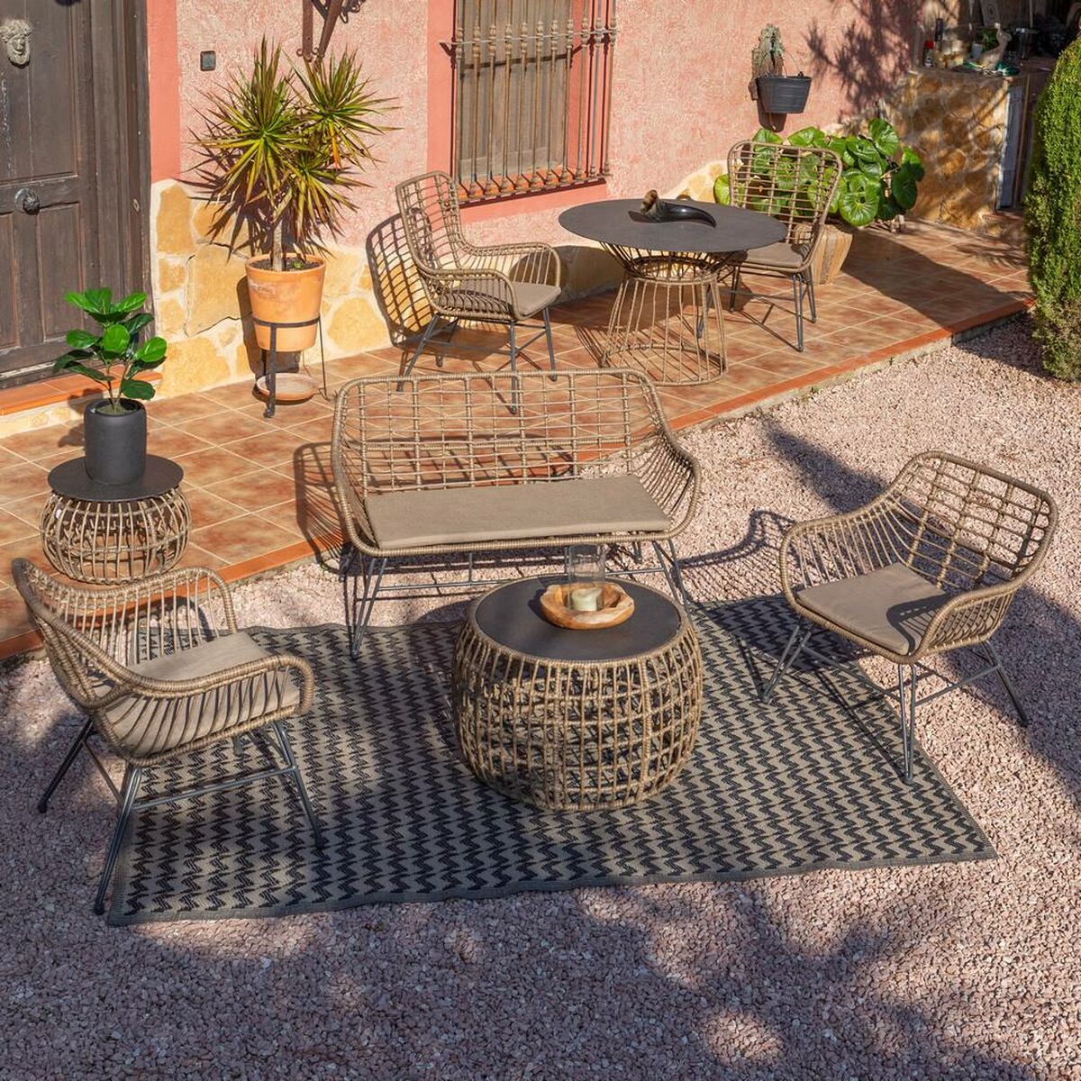 Poltrona da giardino Ariki 121 x 62 x 76 cm rattan sintetico Acciaio Grafite