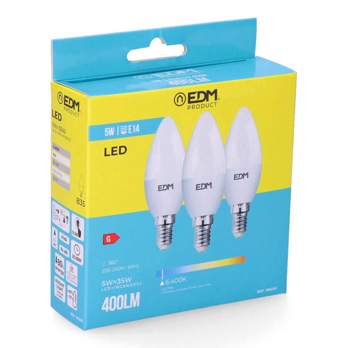 Lampadina Candela EDM 5 W E14 G 400 lm (6400K)