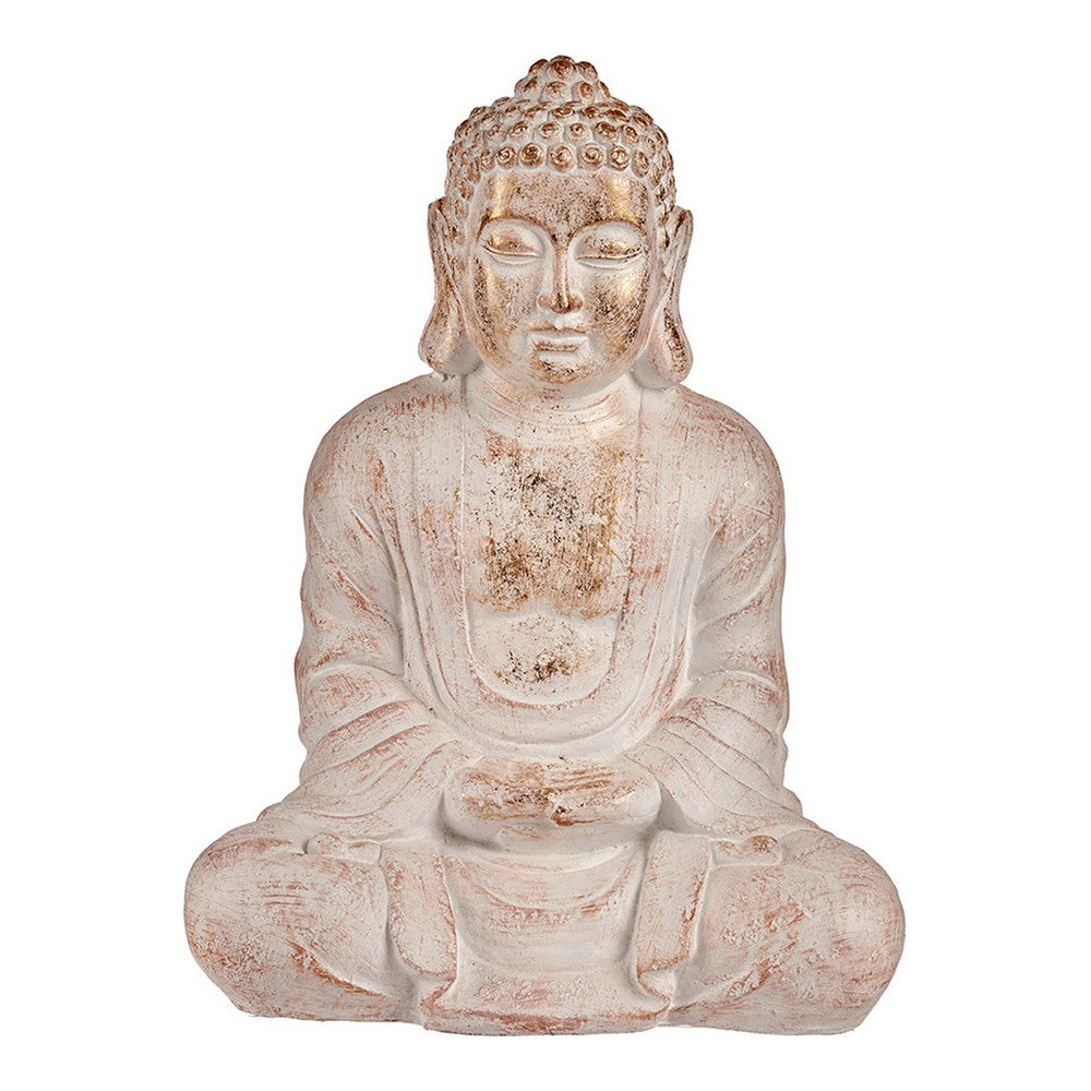 Statua Buddha da giardino Bianco/Dorato Poliresina (25 x 57 x 42,5 cm)