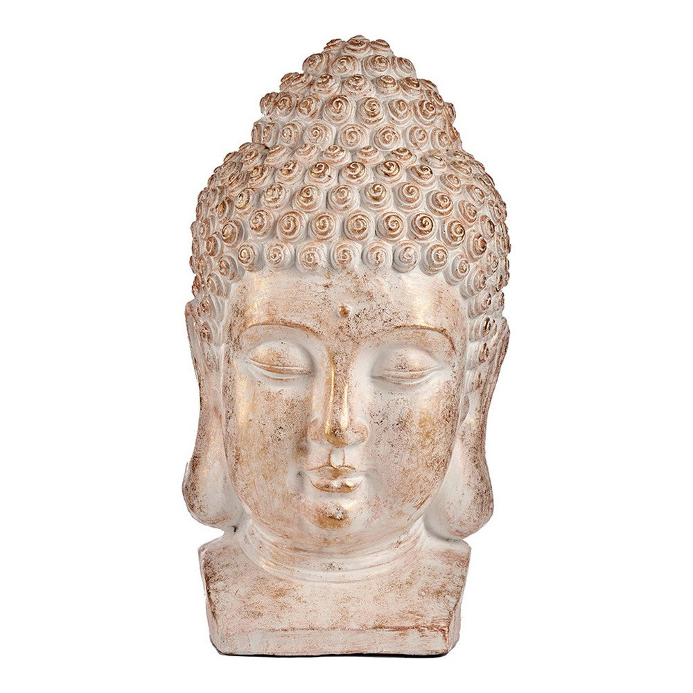Statua Decorativa da Giardino Buddha Testa Bianco/Dorato Poliresina (35 x 65,5 x 38 cm)