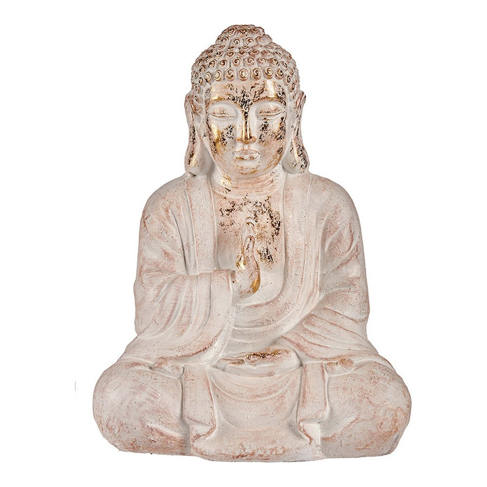 Statua Buddha da giardino Bianco/Dorato Poliresina (23,5 x 49 x 36 cm)