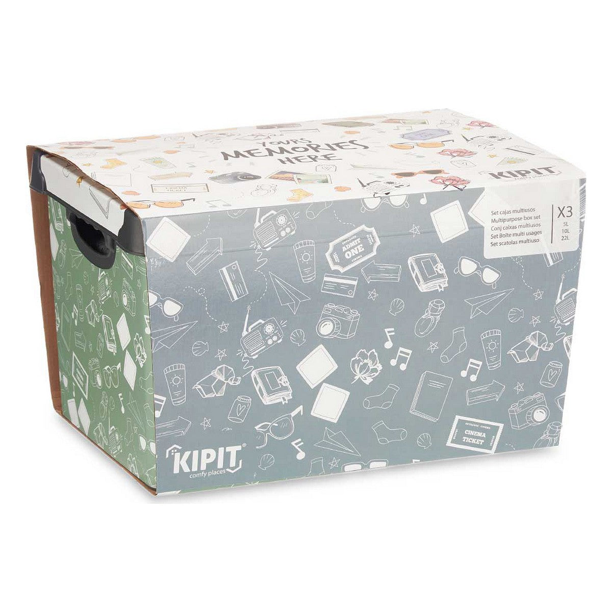 Set di Scatole per Sistemare Impilabili Memories 3 Pezzi Plastica