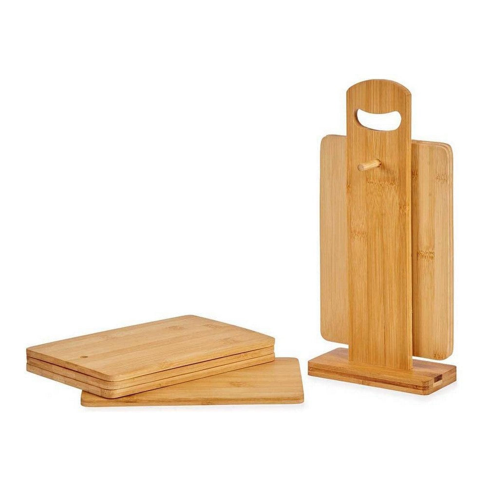 Set Tagliere Con supporto Marrone Bambù (6 Pezzi) (21 x 14 x 0,8 cm)