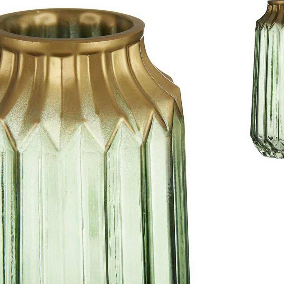 Vaso Dorato Verde Vetro (13 x 23,5 x 13 cm)