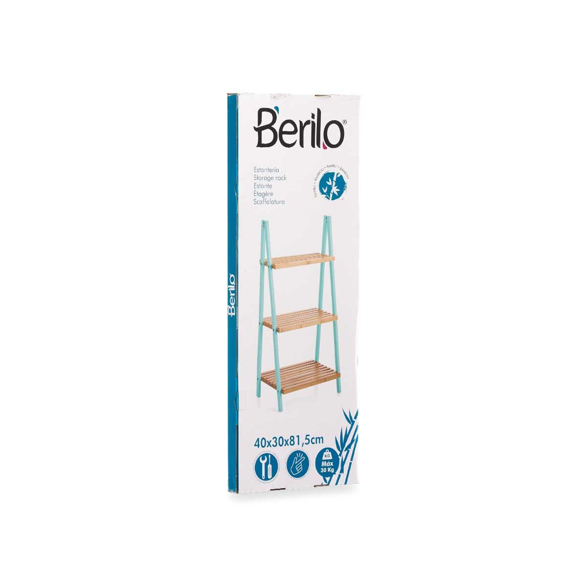 Scaffale da Bagno Naturale Menta Bambù Legno di pino 40,3 x 81,5 x 30 cm