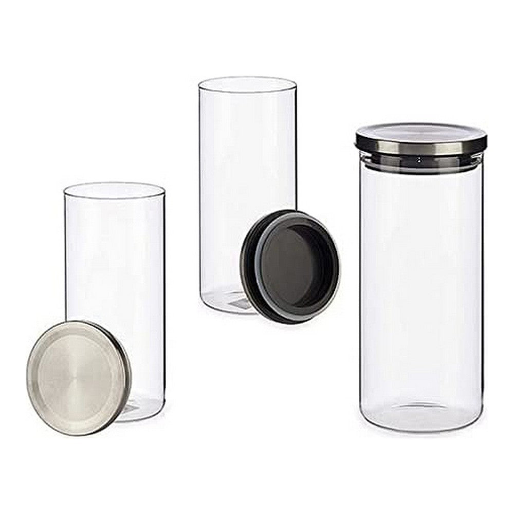 Vaso Trasparente Argentato 1,3 L Vetro (10 x 23 x 10 cm)