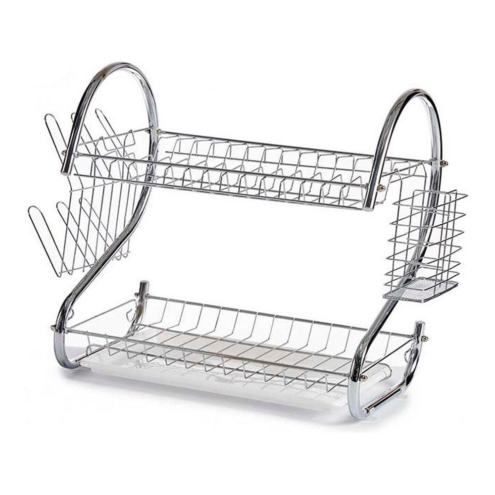 Scolapiatti da Lavandino Argentato Bianco Metallo polipropilene (25 x 38 x 50 cm)