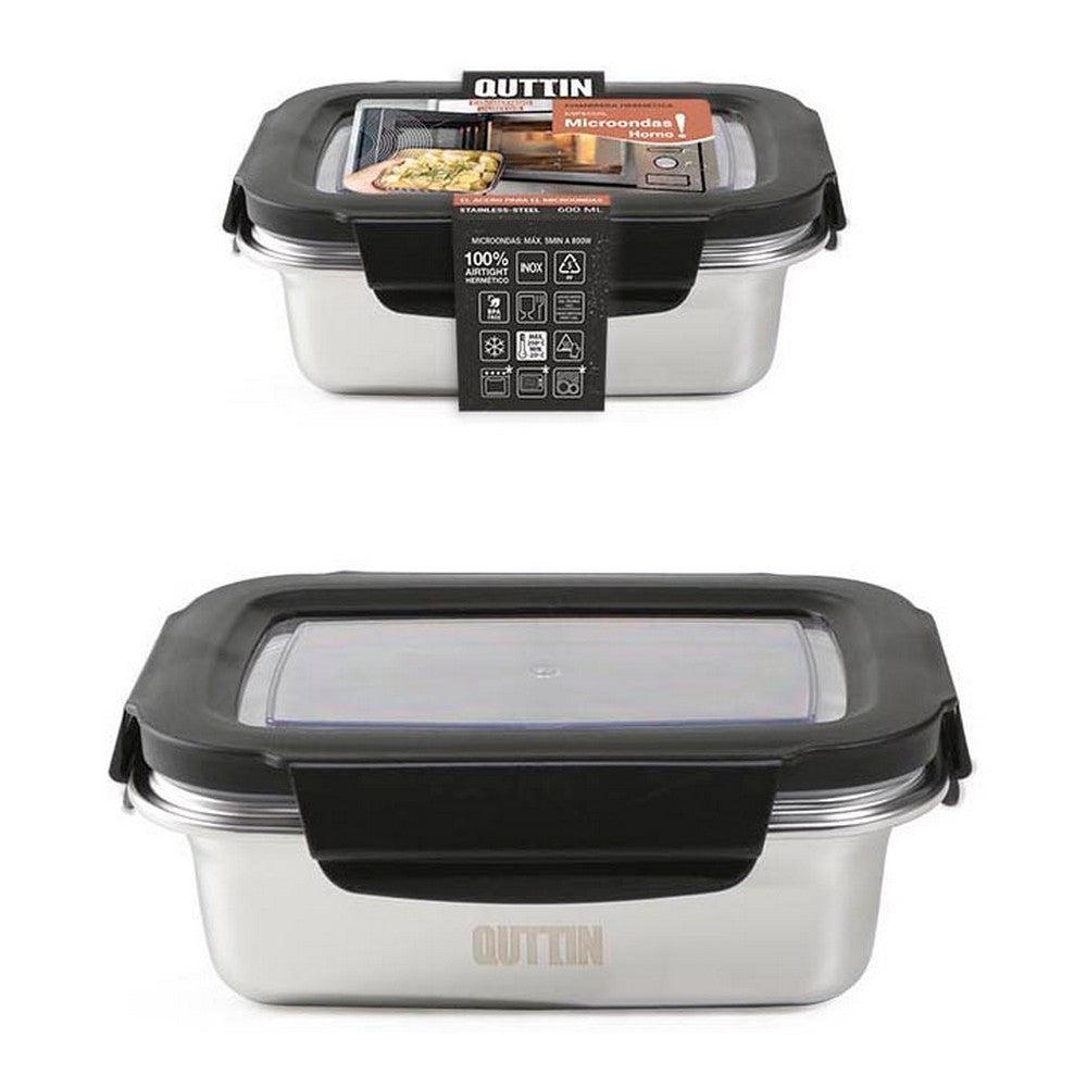 Porta pranzo Ermetico Quttin Rettangolare Argentato Acciaio inossidabile (0,6 L)