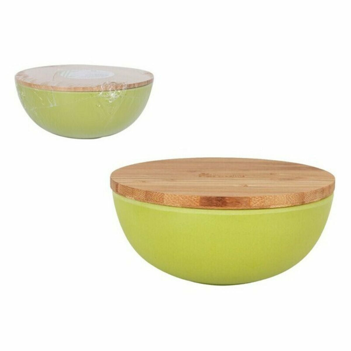 Ciotola Percutti Legno percutti Verde Con coperchio Bambù (4 Unità)