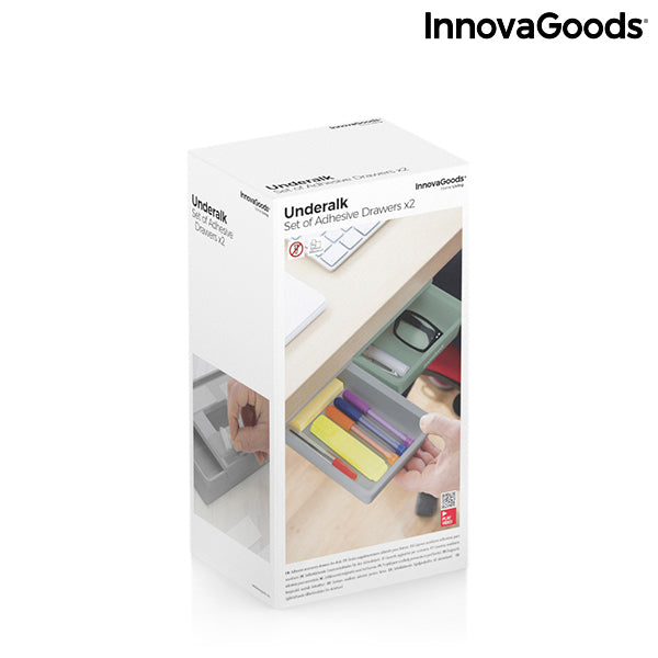 Set di Cassetti Aggiuntivi Adesivi per la Scrivania Underalk InnovaGoods Confezione da 2 unità