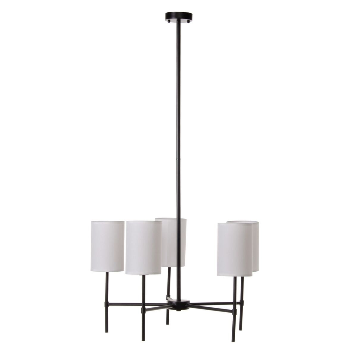 Lampadario 64 x 64 x 38 cm Tessuto Sintetico Nero Metallo Bianco