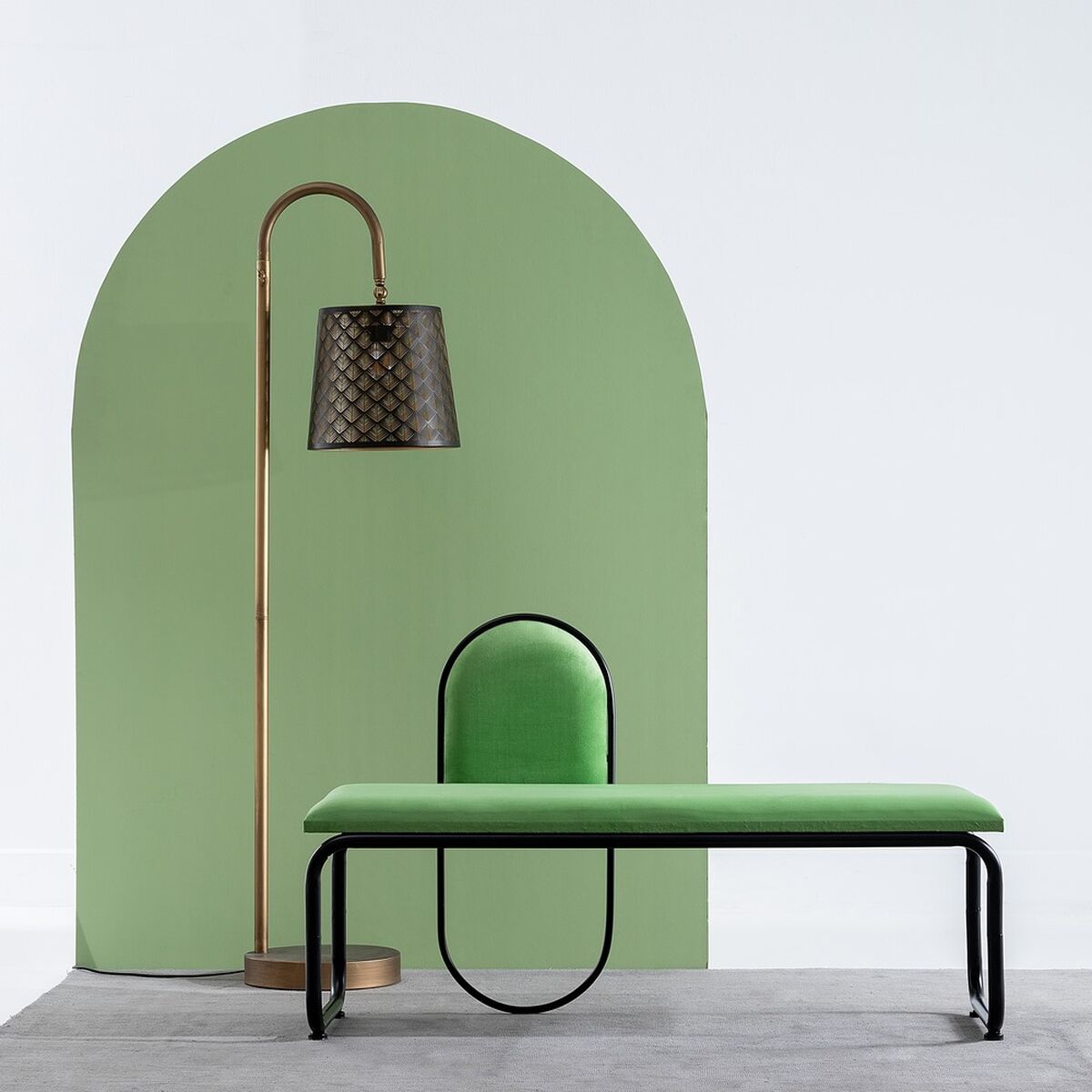 Panca 110 x 40 x 68 cm Tessuto Sintetico Metallo Verde