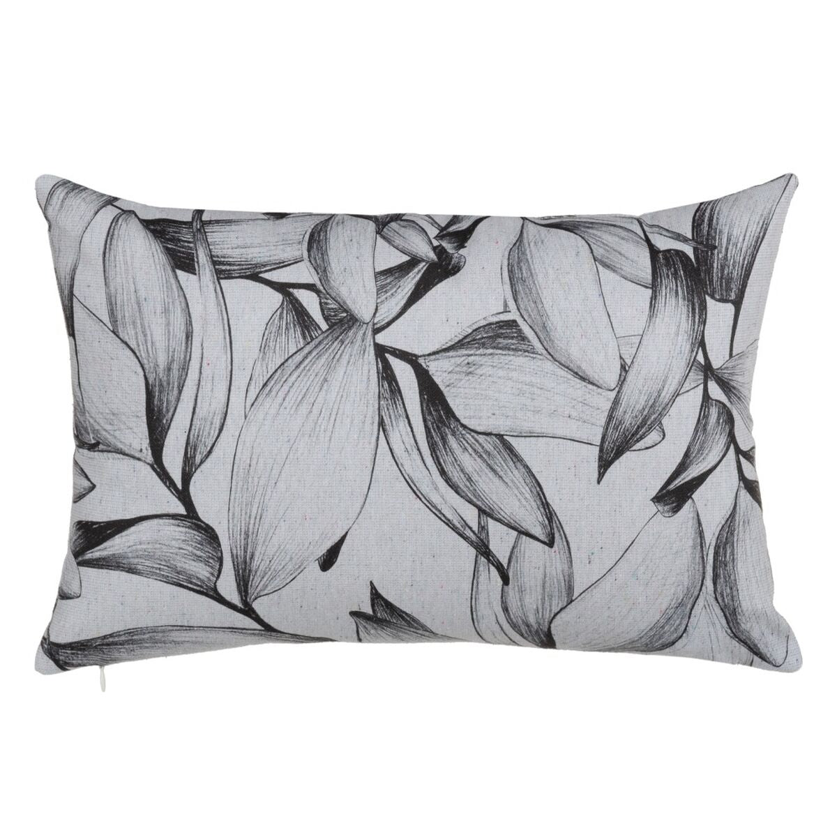 Cuscino Poliestere Cotone Bianco Nero Fogli 45 x 30 cm