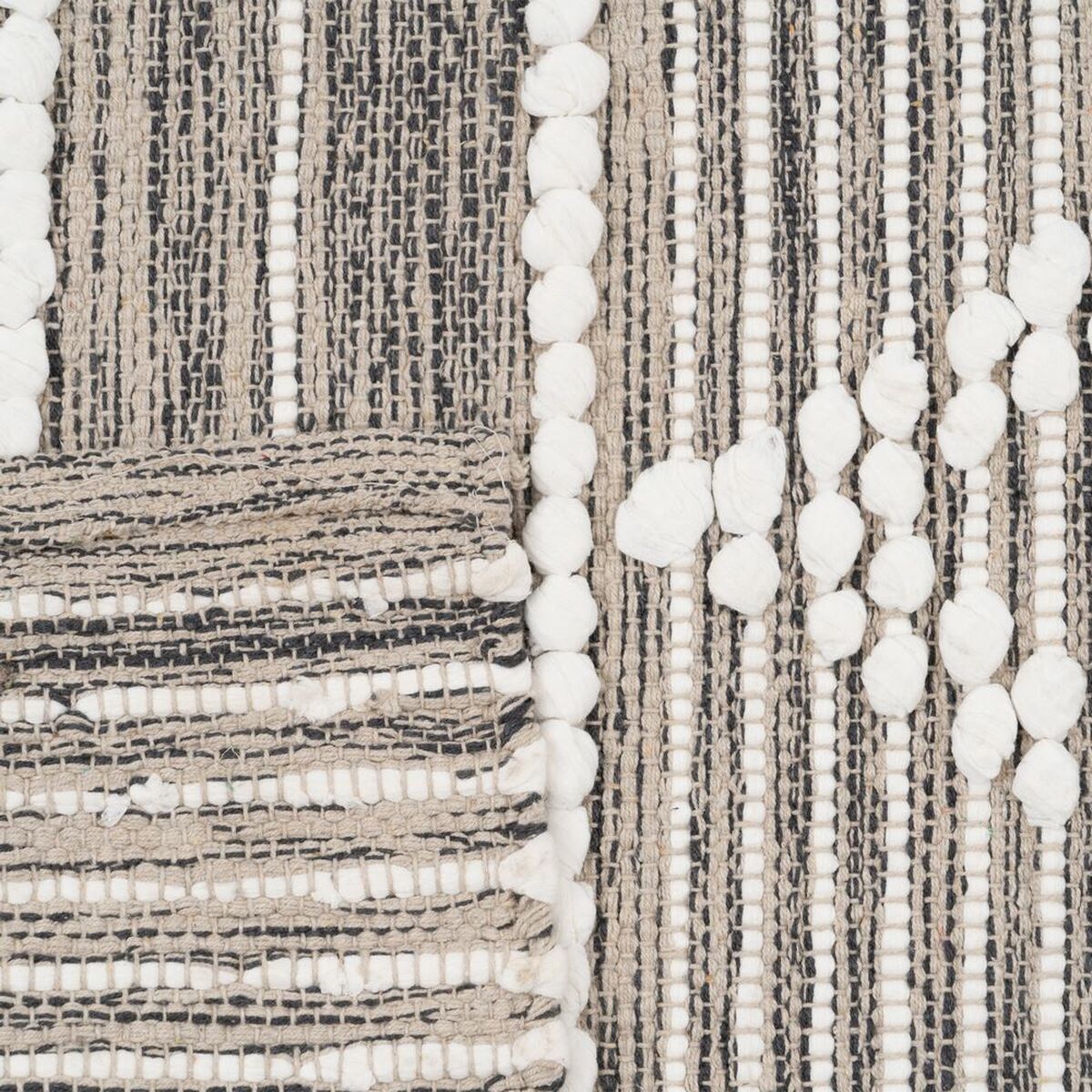 Tappeto Bianco Grigio 60 % Cotone 40 % Poliestere 80 x 150 cm