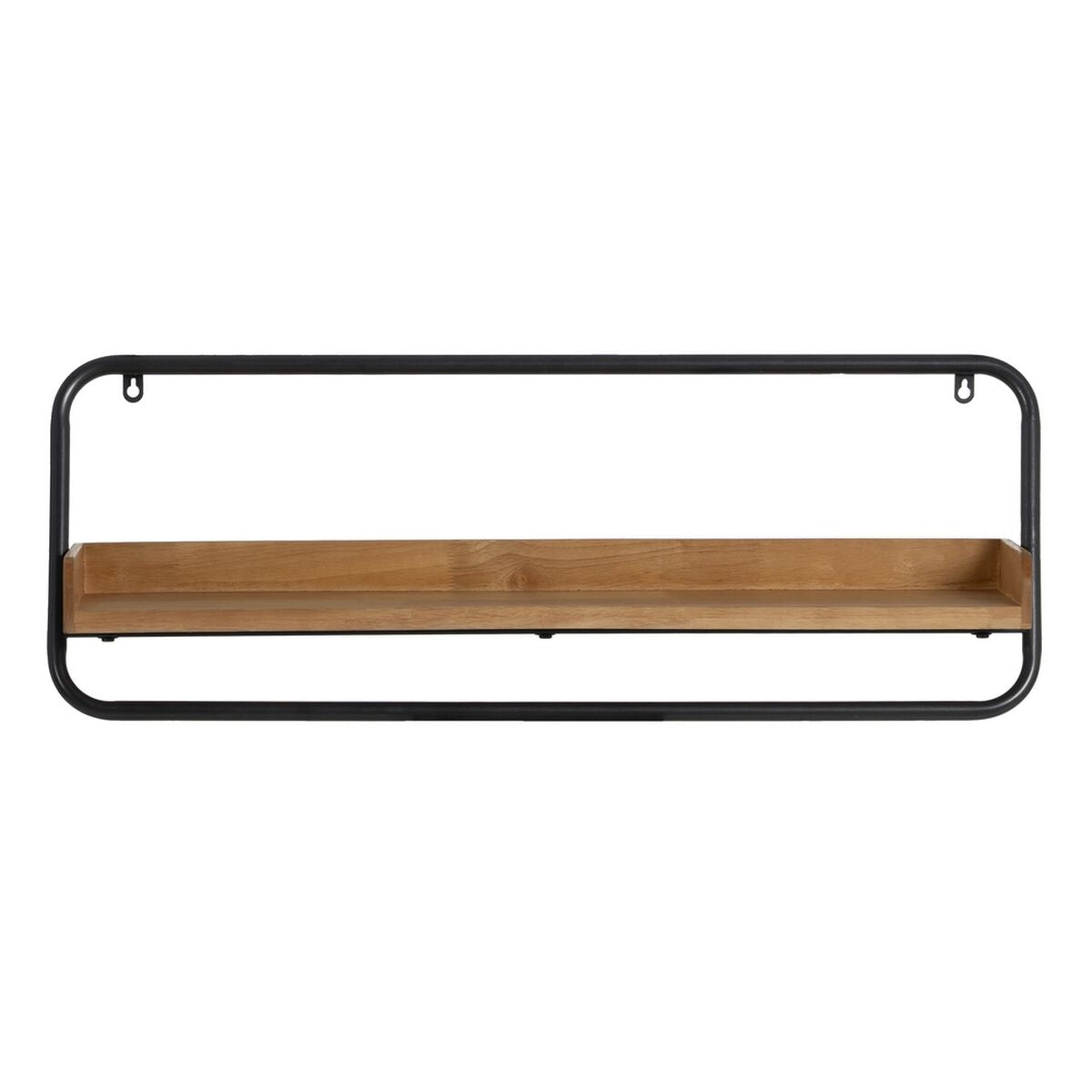 Scaffale Nero Naturale Ferro Legno d'albero della gomma 80 x 18 x 36 cm