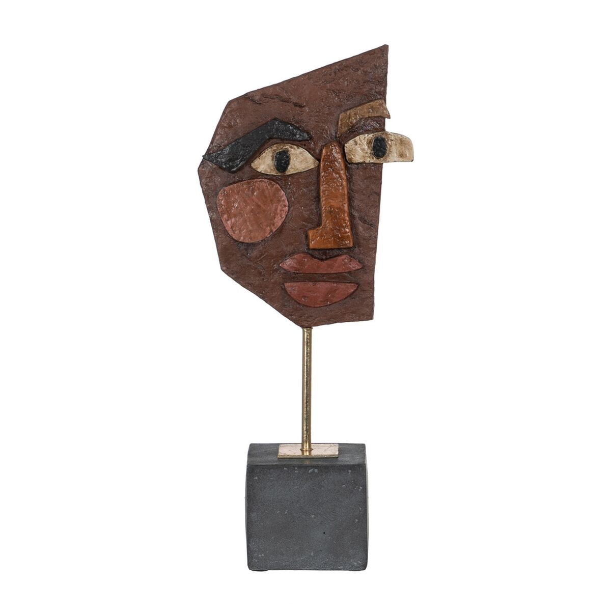 Scultura Maschera Marrone Nero 17,8 x 10 x 43,7 cm