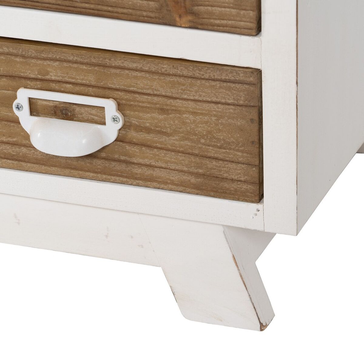 Cassettiera Bianco Beige Ferro Legno di abete 94 x 35 x 108 cm