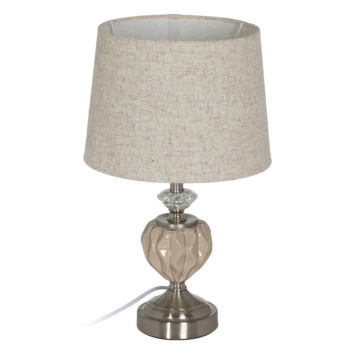 Lampada Beige Argentato Metallo Cristallo 10 W 27 x 27 x 44 cm