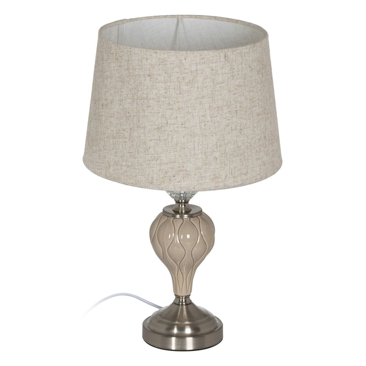 Lampada Beige Argentato Metallo Cristallo 10 W 30 x 30 x 48 cm