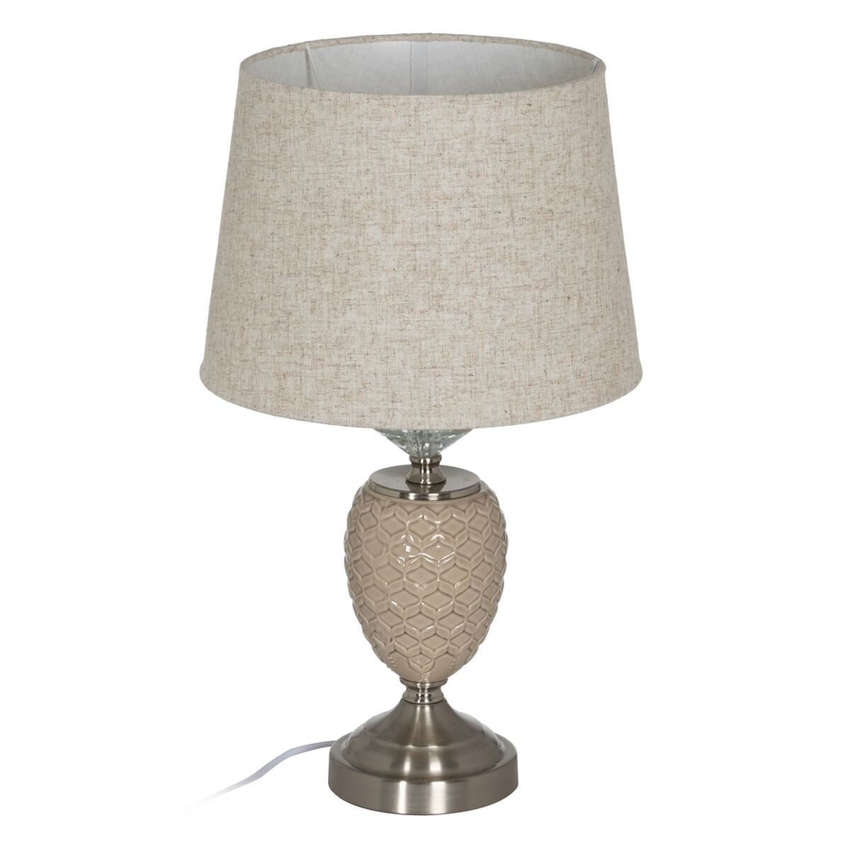 Lampada Beige Argentato Metallo Cristallo 10 W 31,5 x 31,5 x 53 cm