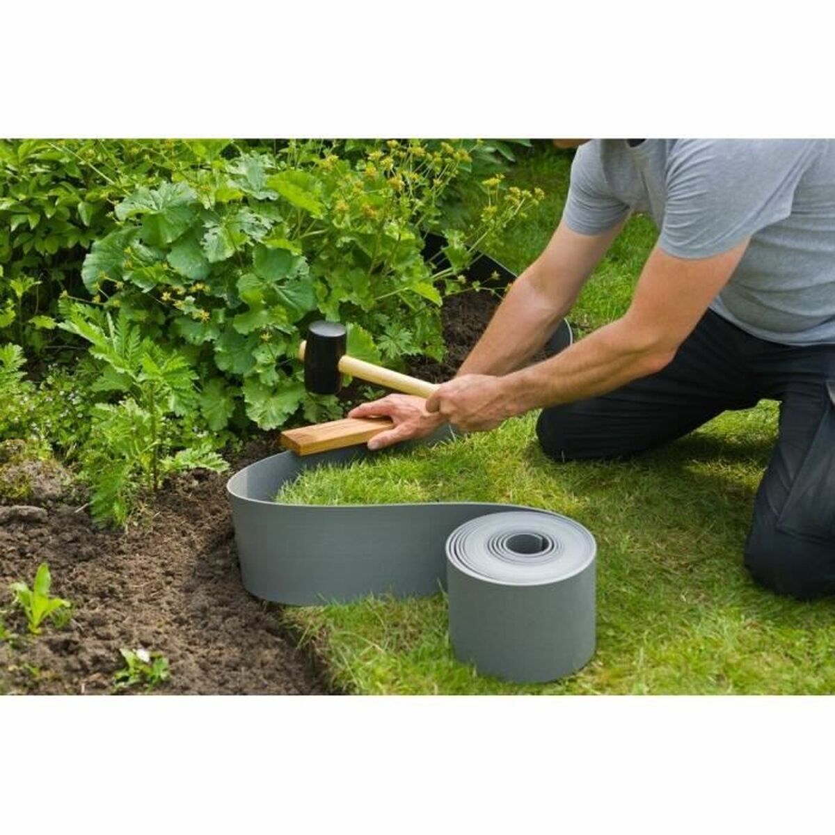 Recinzione da Giardino Nature 7,5 cm x 10 m Grigio Polietilene