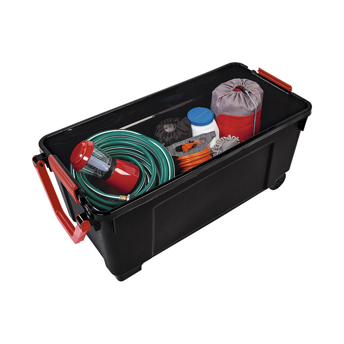 Scatola con Ruote per Organizzare Iris Nero/Rosso polipropilene 170L (49 x 103 x 50 cm)