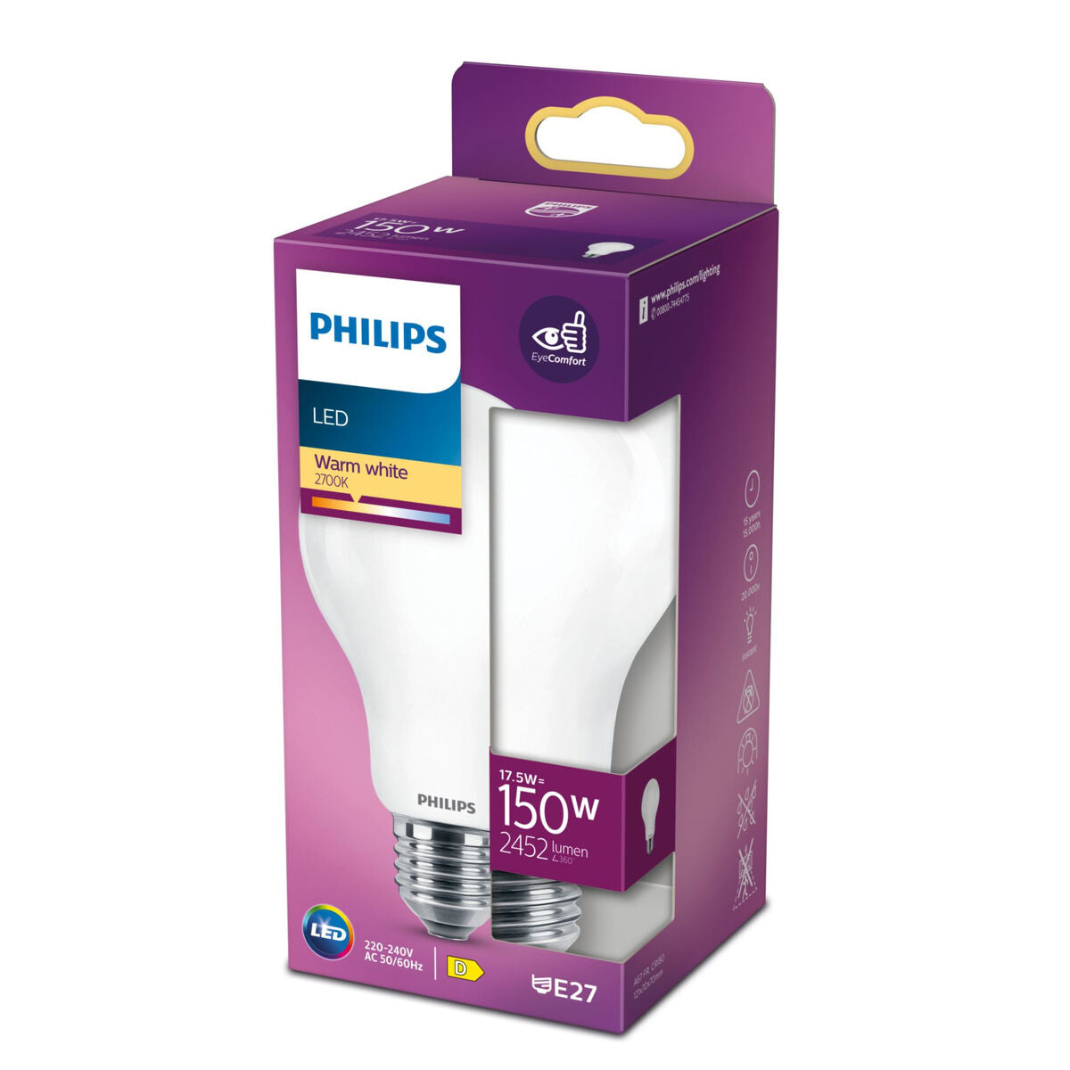 Lampadina LED Philips Standard 2452 lm E27 D 17,5 W 7,5 x 12,1 cm (2700 K)
