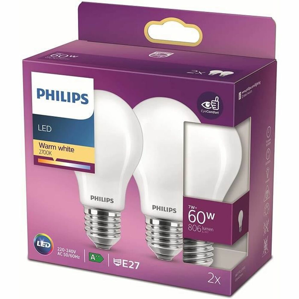 Lampadina LED Philips Bombilla 60 W E27 (2 Unità)