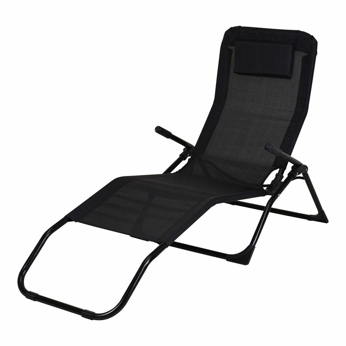 Lettino prendisole Nero Pieghevole (158 cm)