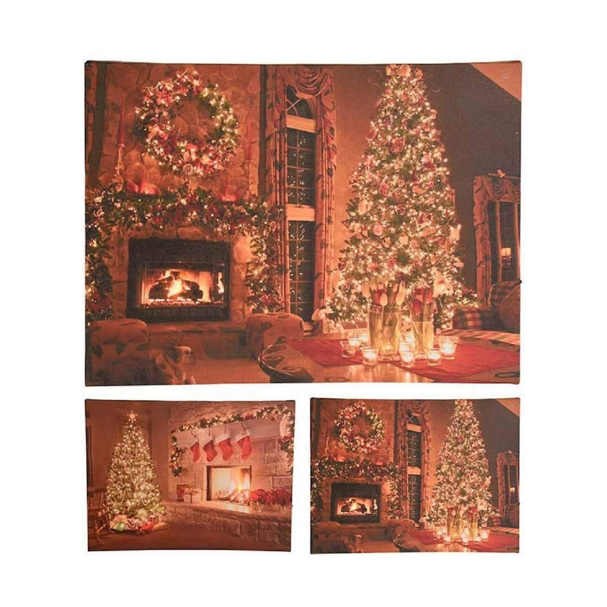 Quadro albero di Natale e camino (38 X 1,5 X 28 CM)