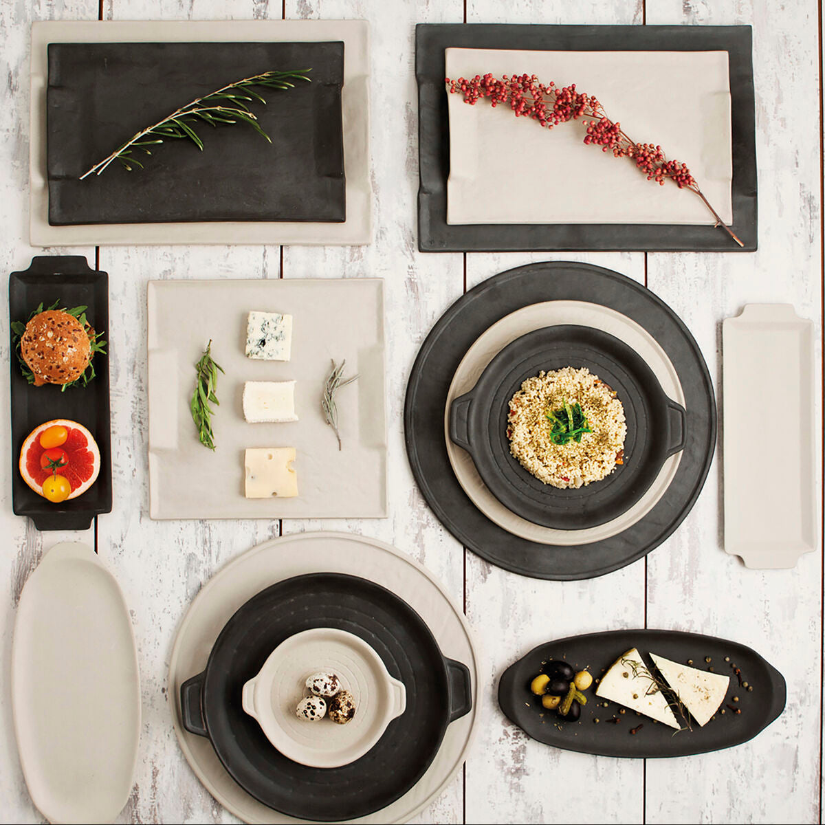Vassoio per aperitivi Quid Mineral Ceramica Nero (15 x 30 cm) (8 Unità)