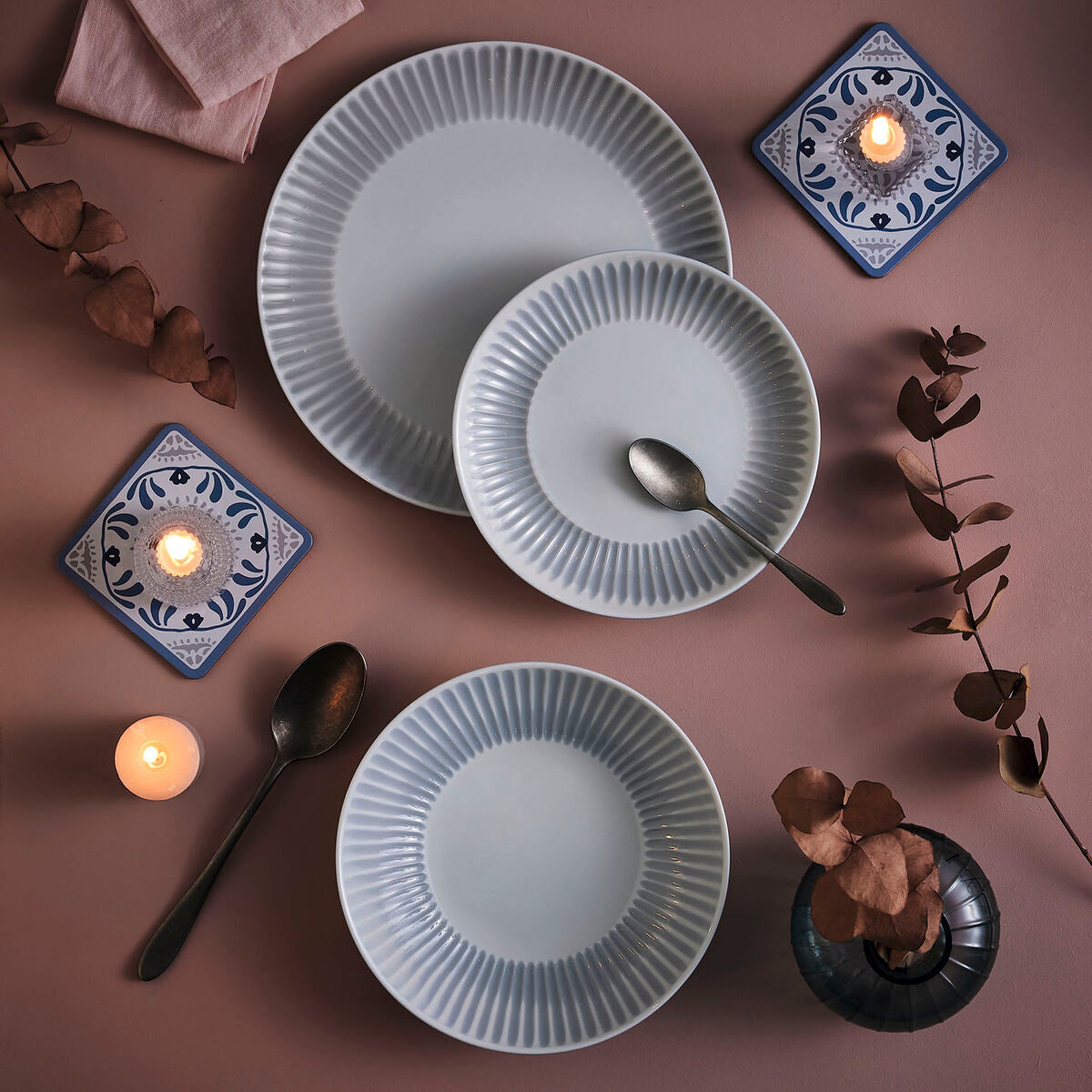 Piatto Fondo Luminarc Cottage Grigio Vetro 20 cm (24 Unità)