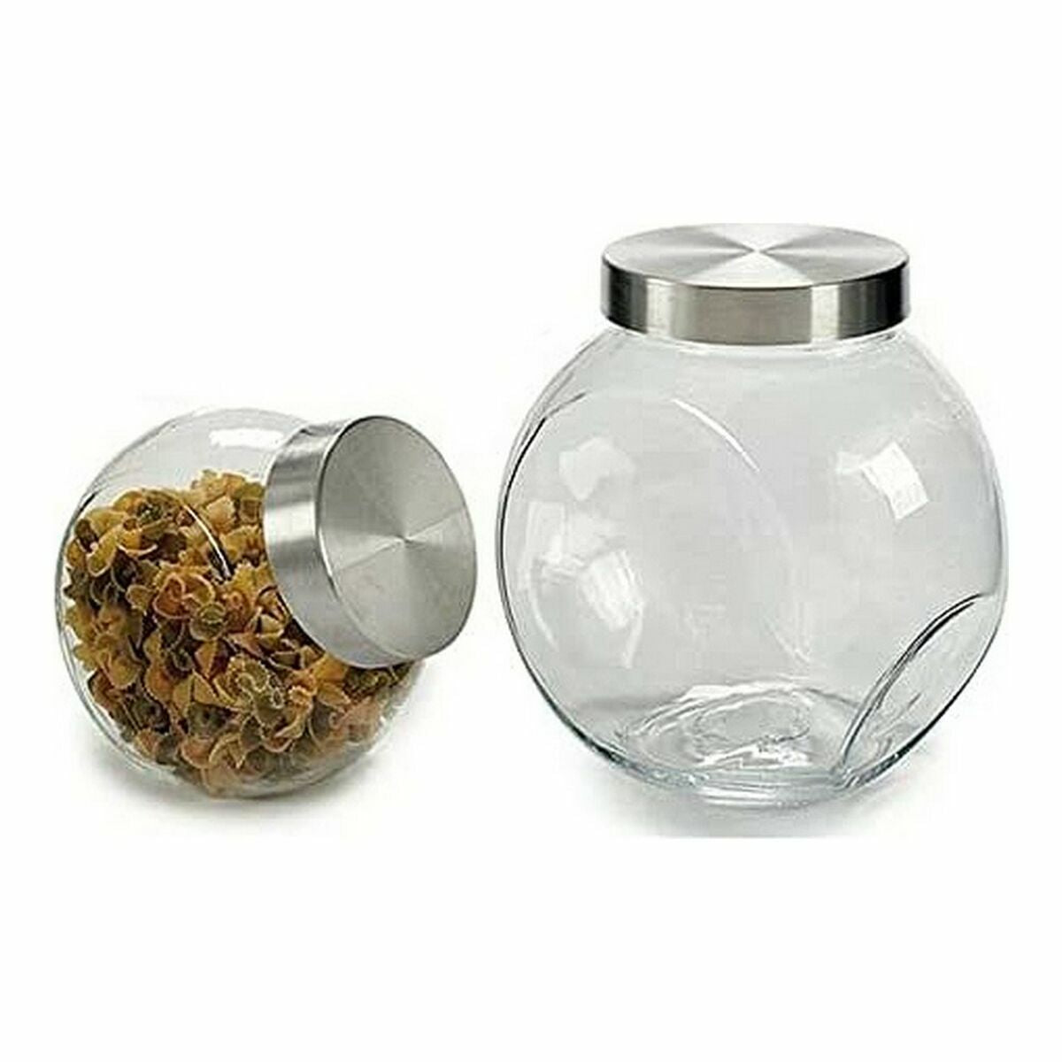 Barattolo 1,5 L Argentato Trasparente Acciaio Vetro (11,3 x 16 x 15,8 cm) (6 Unità)