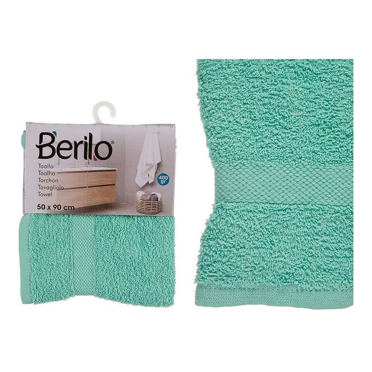 Telo da bagno 50 x 90 cm Turchese (6 Unità)