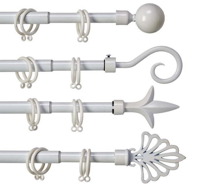 Bastone per Tende Estensibile 170 - 320 cm Bianco Ferro (8 Unità)