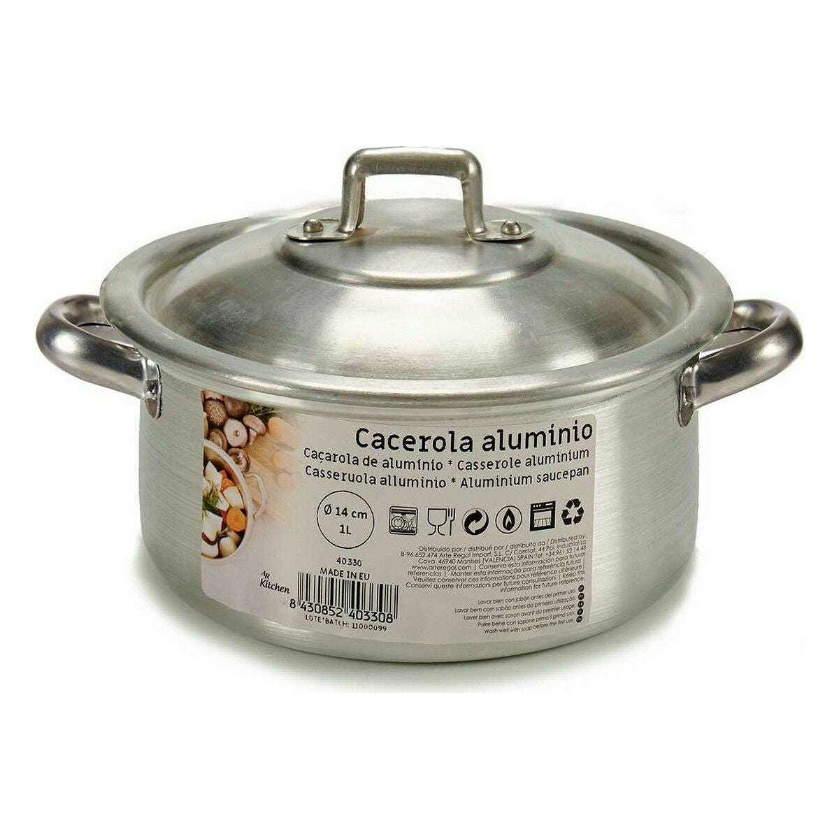 Casseruola con coperchio Ø 14 cm Argentato Alluminio 1 L (10 Unità)