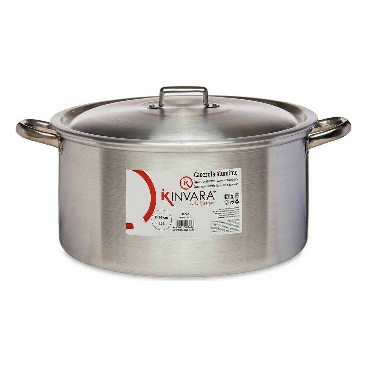 Casseruola con coperchio Argentato Alluminio 15 L (3 Unità)