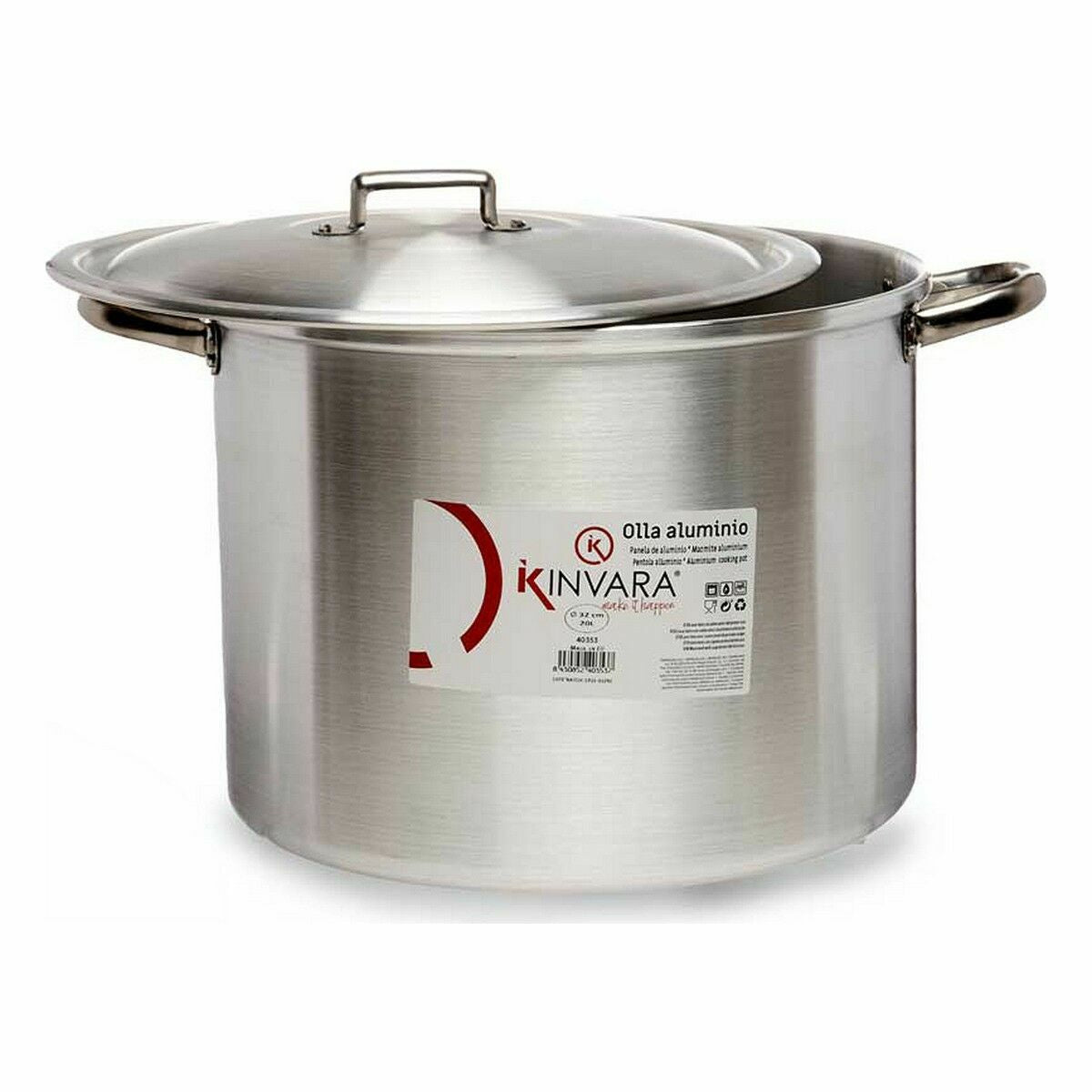 Pentola con Coperchio Argentato Alluminio 44 x 30 x 35 cm (2 Unità)