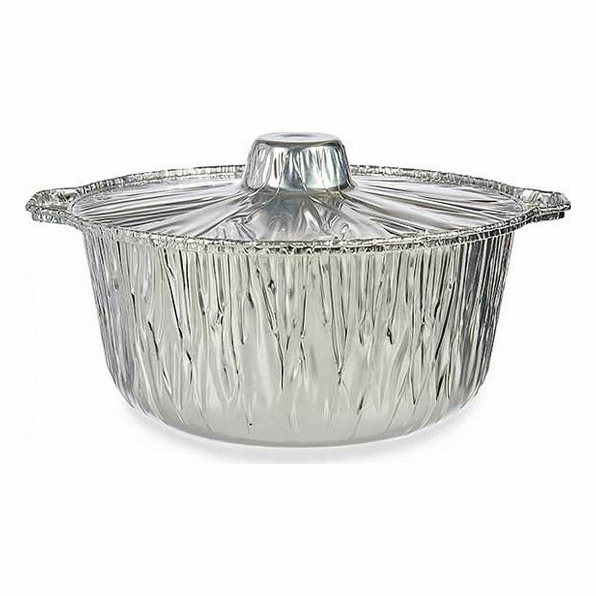 Set di Teglie da Cucina Monouso Pentola Con coperchio Alluminio 29 x 26 x 12 cm (12 Unità)