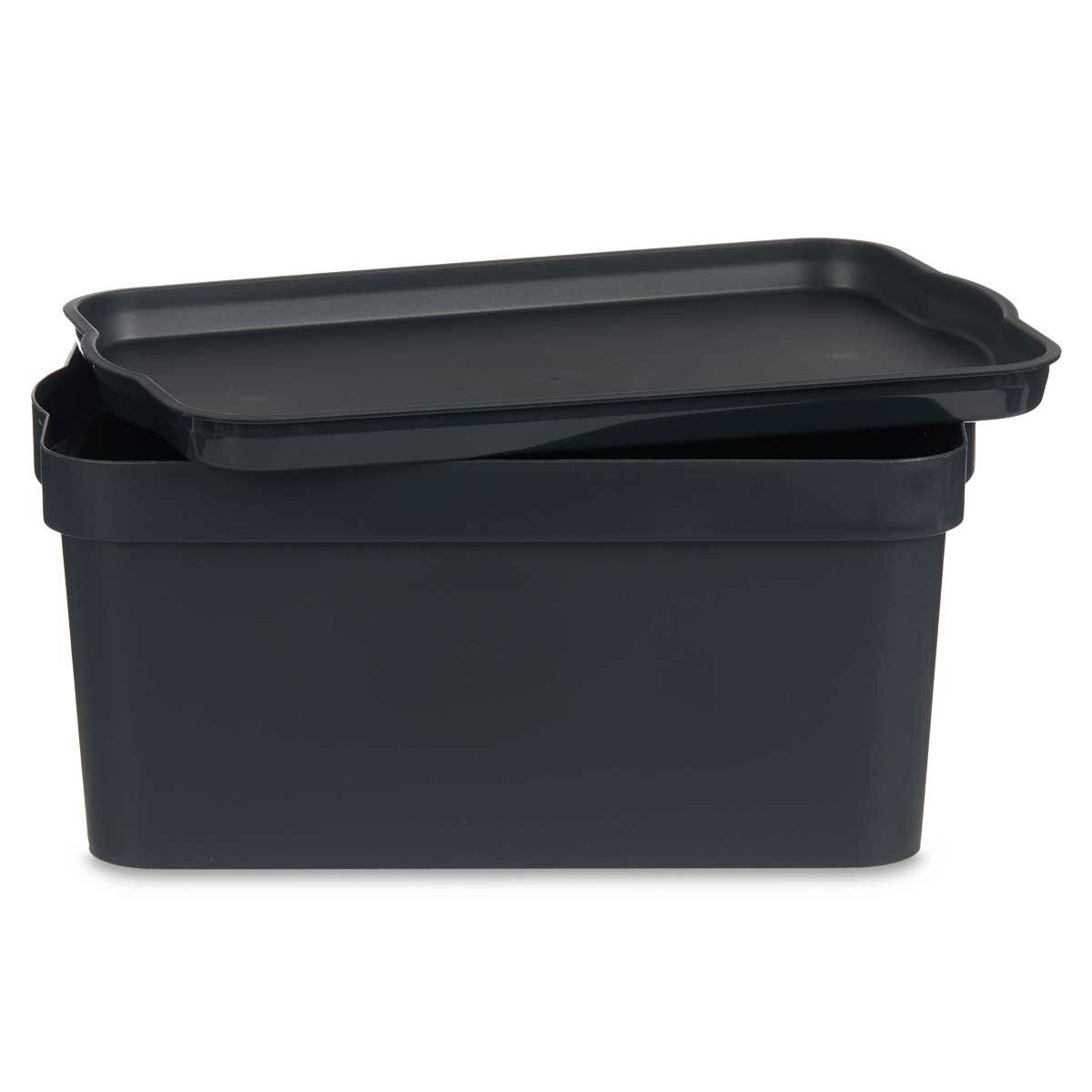 Scatola portaoggetti con coperchio Antracite Plastica 7,5 L 21 x 14,2 x 32 cm (12 Unità)