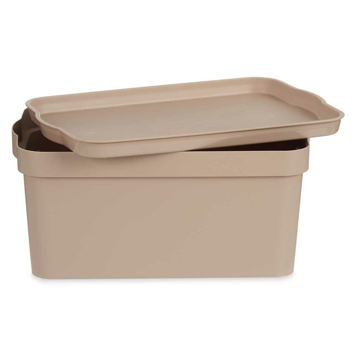 Scatola portaoggetti con coperchio Beige Plastica 7,5 L 21,5 x 14,5 x 32 cm (12 Unità)
