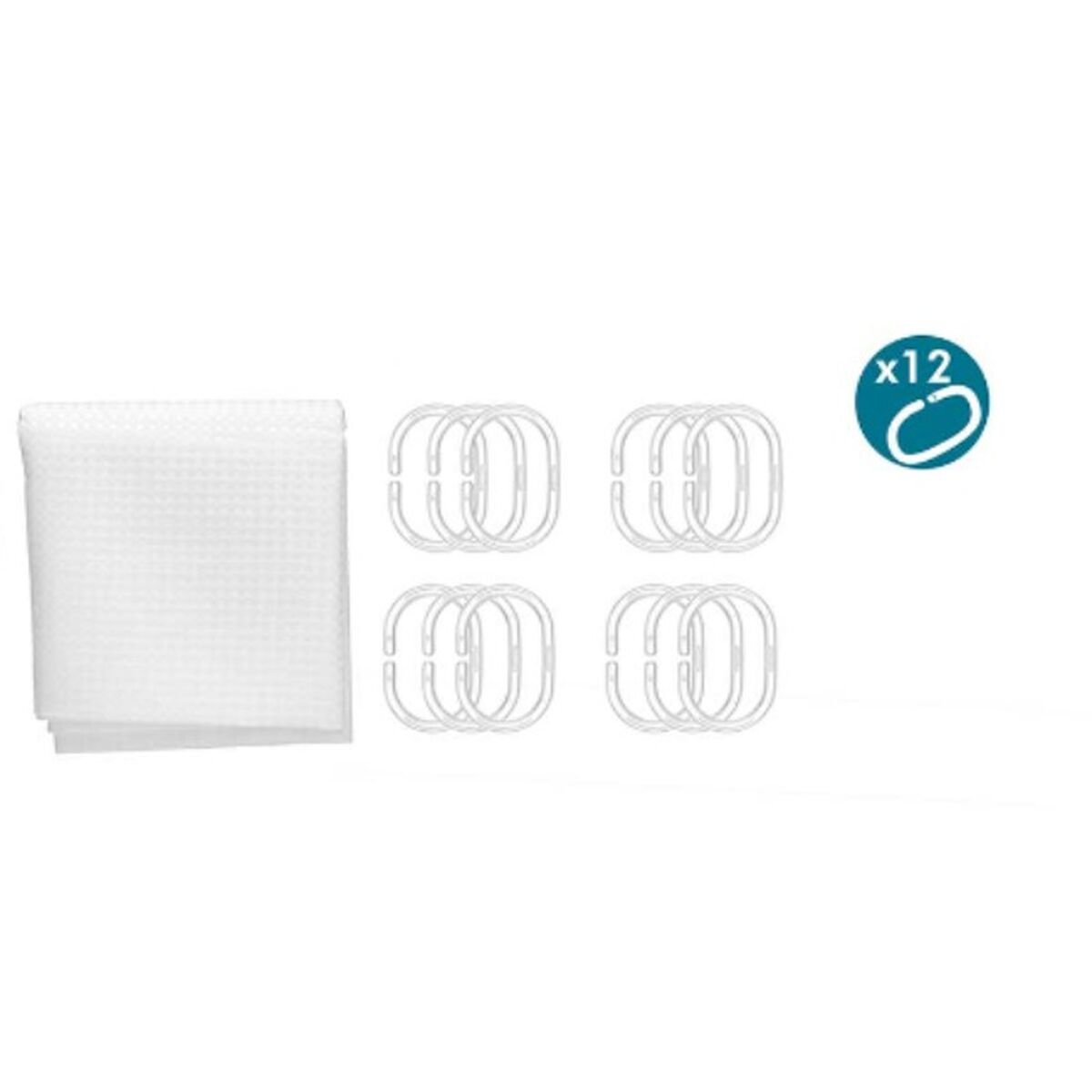 Tenda da Doccia Punti Bianco Poliestere 180 x 180 cm (12 Unità)