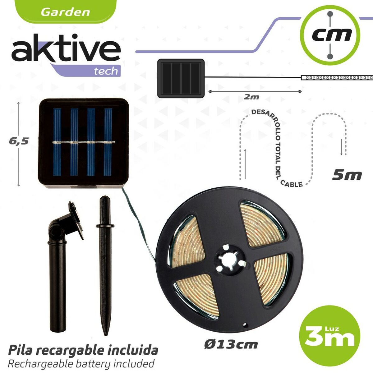 Striscia di luci Aktive LED Multicolore Giardino 3 m (6 Unità)