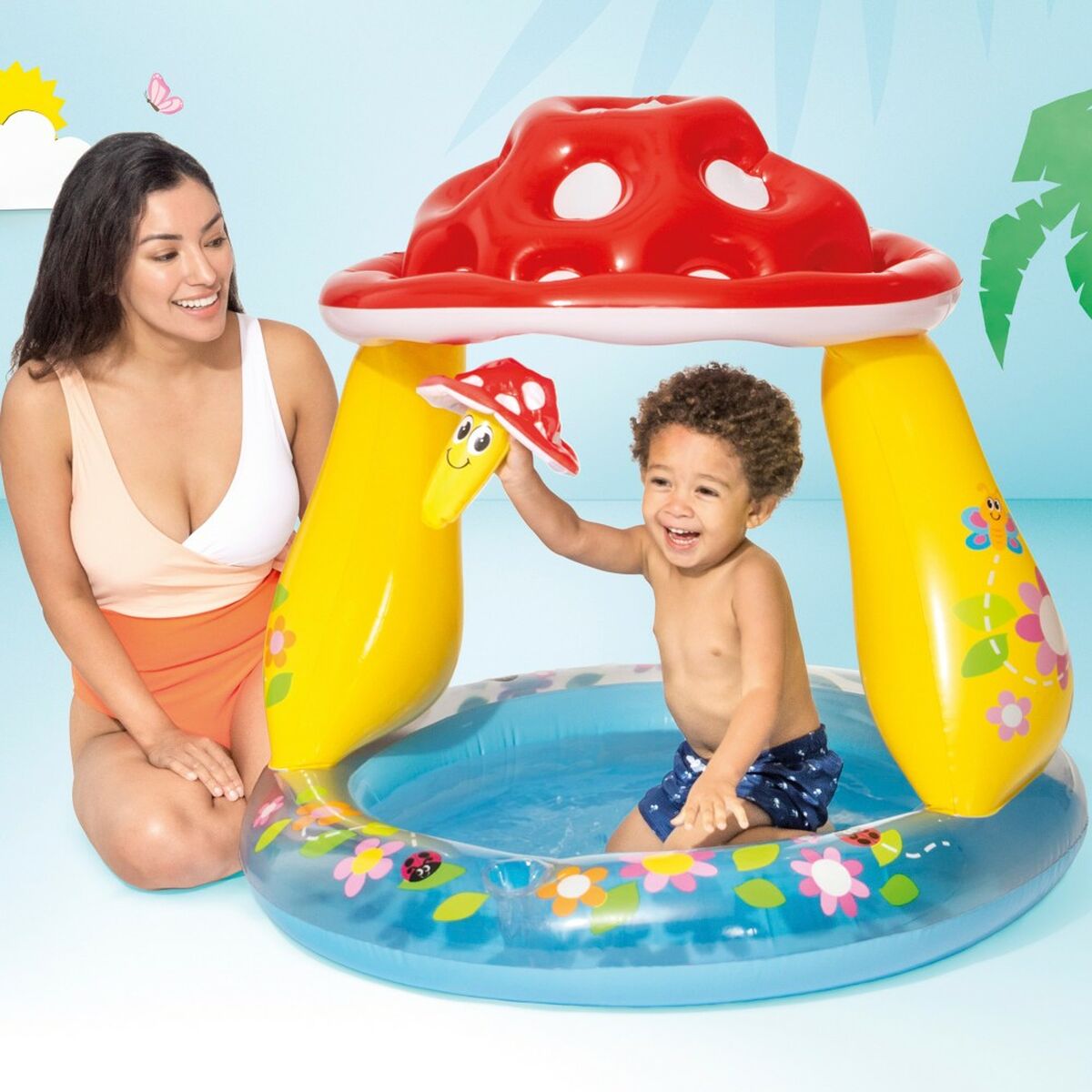 Piscina Gonfiabile per Bambini Intex Tenda Funghi Champignon 102 x 89 x 102 cm 45 L (6 Unità)